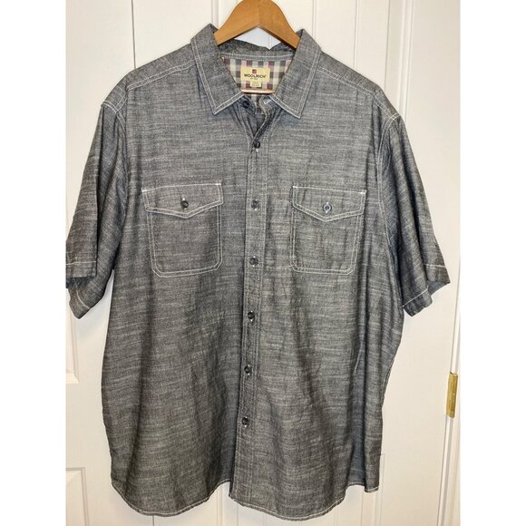 Woolrich Atlas Shirt XXL Black Gray Short Sleeve Button Up Casual - Picture 1 of 7